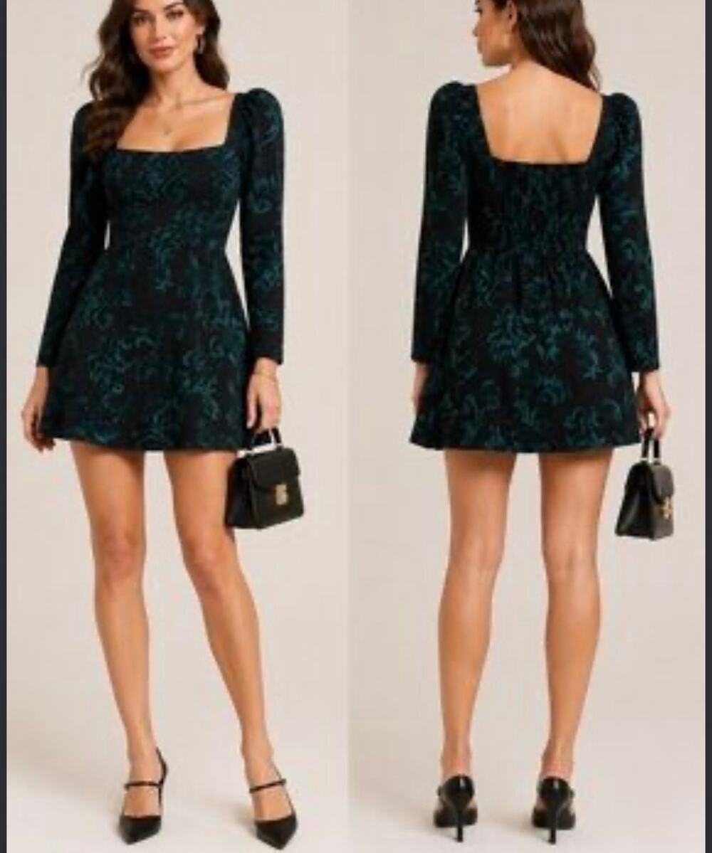 New without Tags Abercrombie & Fitch Long-sleeve Square Neck Mini Dress
